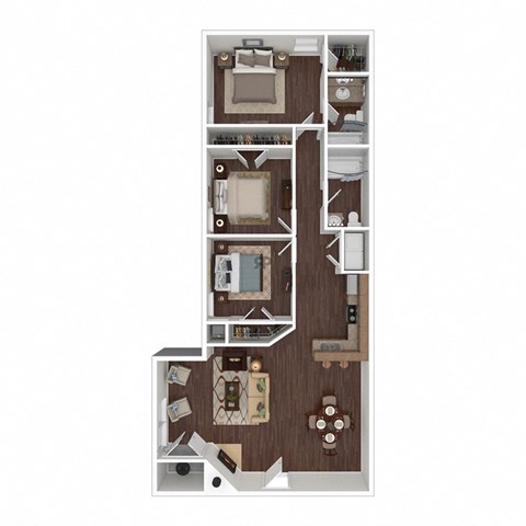 Floor plan for 3 beds, 2 baths, 1120 sqft